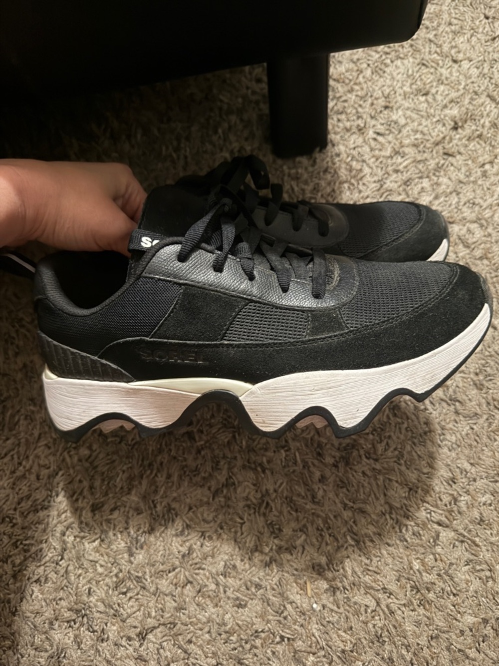 Sorel Black and White Women's Chunky Wave Sole Sneaker no box